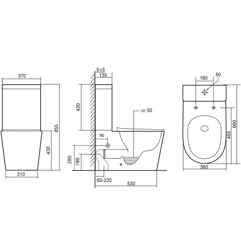 Унитаз компакт Abber Bequem AC1112TMB 66x37x85.5 (черный матовый), безободковый, смыв торнадо