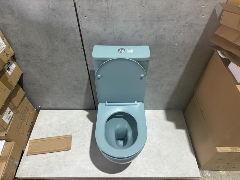 Унитаз напольный безободковый CeramaLux N 2166XMLG 61.8x38 (зеленый матовый) с микролифтом