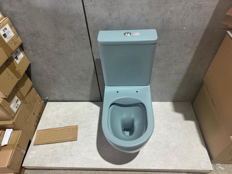 Унитаз напольный безободковый CeramaLux N 2166XMLG 61.8x38 (зеленый матовый) с микролифтом