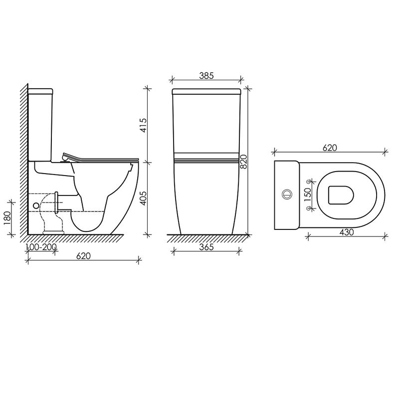 Унитаз напольный Ceramica Nova Metropol CN4001MB 62х34 с креплением и сиденьем (черный матовый)