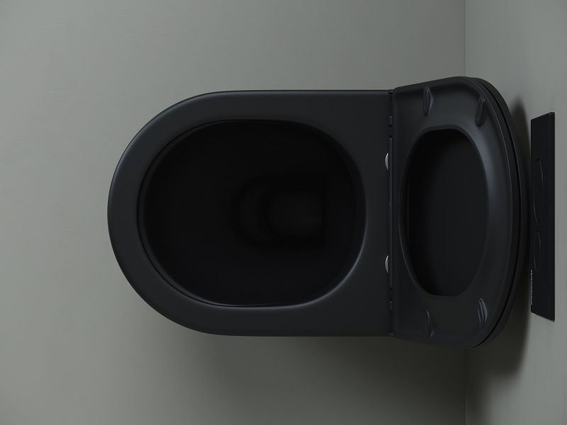 Унитаз напольный приставной Ceramica Nova Metropol CN4004MB 57х36 с сиденьем и креплением (черный матовый)