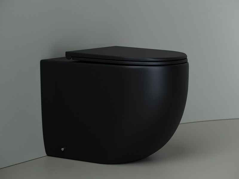 Унитаз напольный приставной Ceramica Nova Metropol CN4004MB 57х36 с сиденьем и креплением (черный матовый)