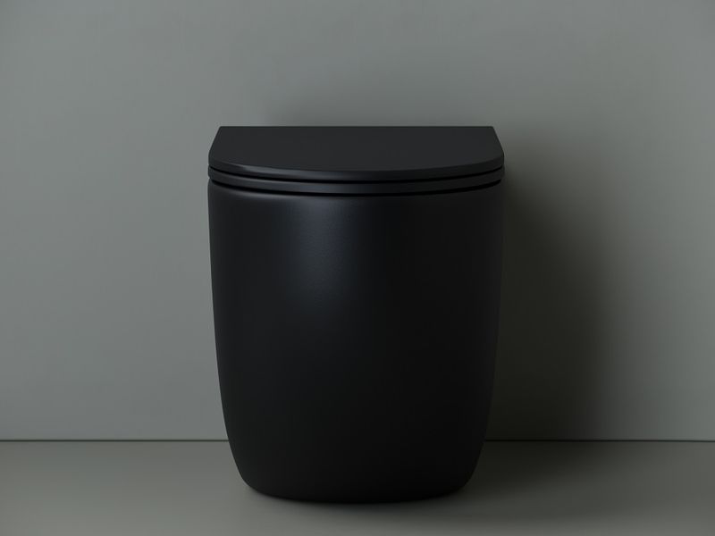 Унитаз напольный приставной Ceramica Nova Metropol CN4004MB 57х36 с сиденьем и креплением (черный матовый)