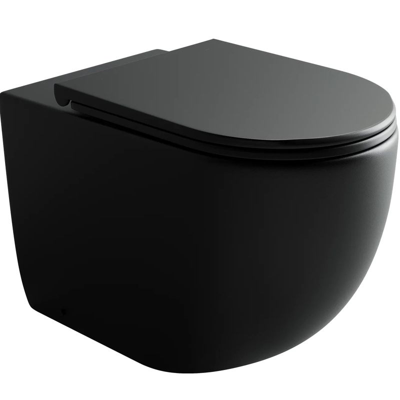 Унитаз напольный приставной Ceramica Nova Metropol CN4004MB 57х36 с сиденьем и креплением (черный матовый)