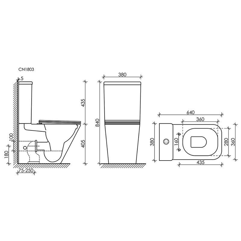 Унитаз напольный Ceramica Nova Cubic Rimless CN1803-B 64х36 с сиденьем-крышкой и креплением, без бачка (белый)