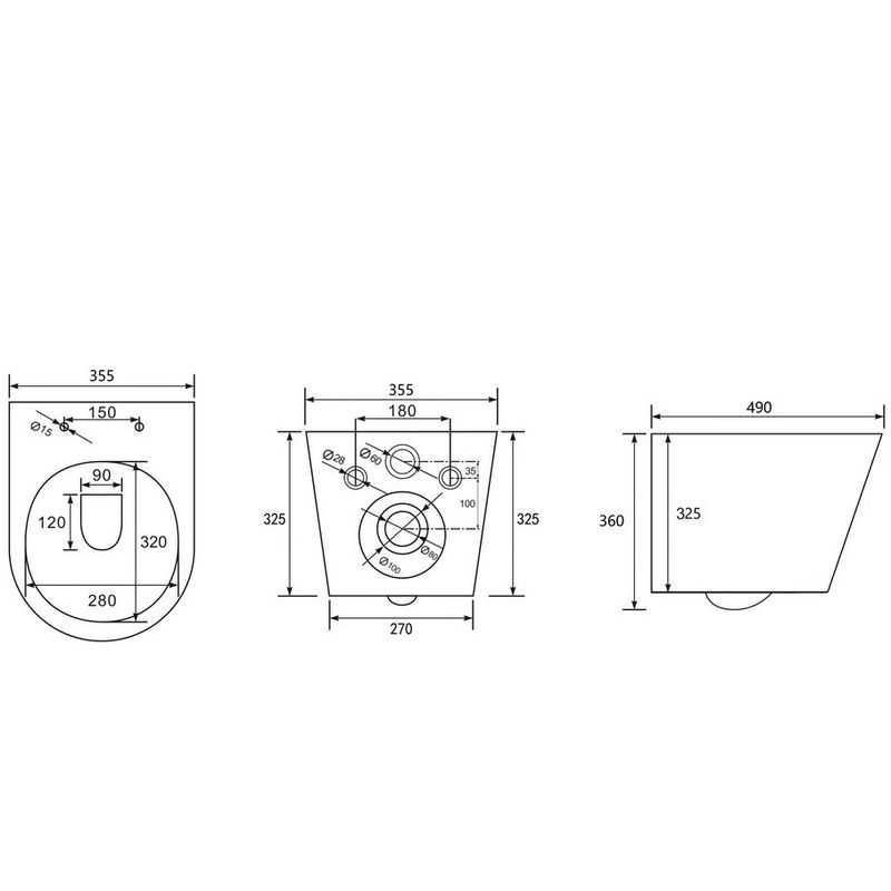 Унитаз подвесной Abber Bequem AC1102MW 49x36x36 (белый матовый), безободковый