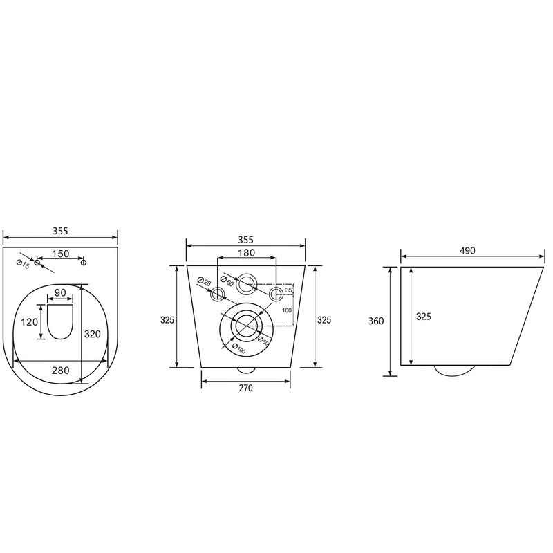 Унитаз подвесной Abber Bequem AC1102T 49x36x36 (белый), безободковый, смыв торнадо