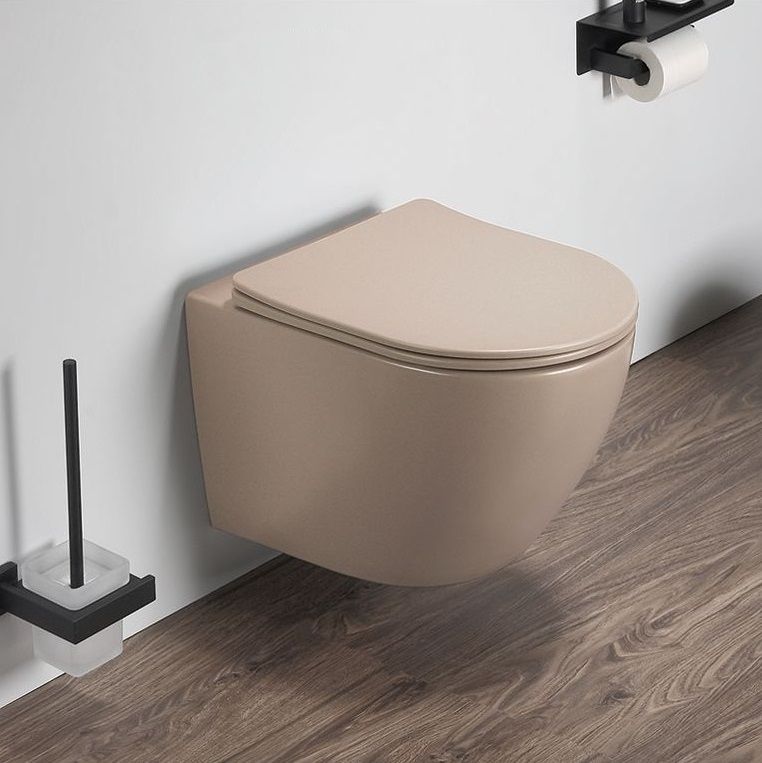 Унитаз подвесной безободковый CeramaLux N 2197MC 49x37 (капучино) с микролифтом
