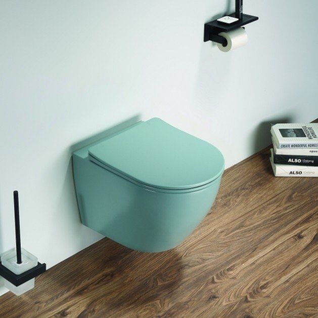 Унитаз подвесной безободковый CeramaLux N 2197MLG 49x37 (зеленый) с микролифтом