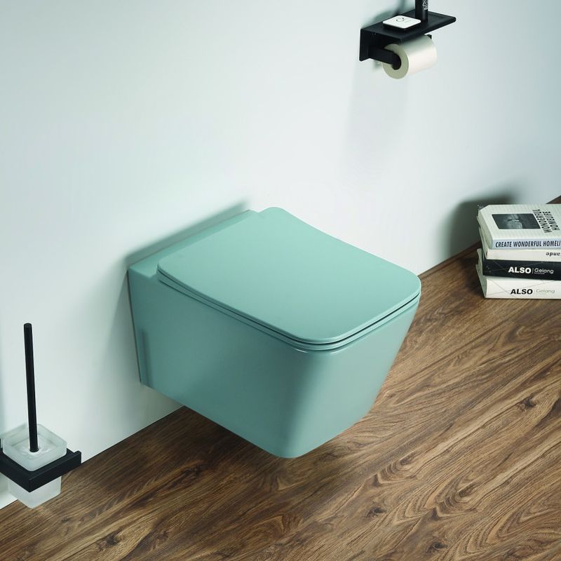 Унитаз подвесной безободковый CeramaLux N 5170MLG 52x35 (зеленый матовый) с микролифтом