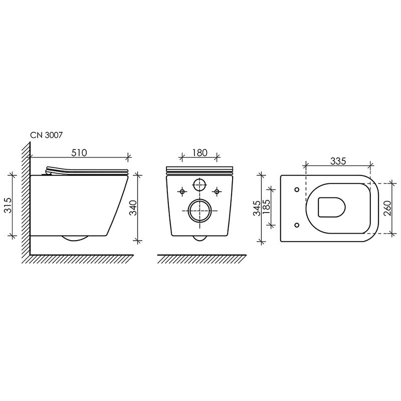 Унитаз подвесной Ceramica Nova Metric CN3007 51х34.5 с сиденьем и креплением (белый)