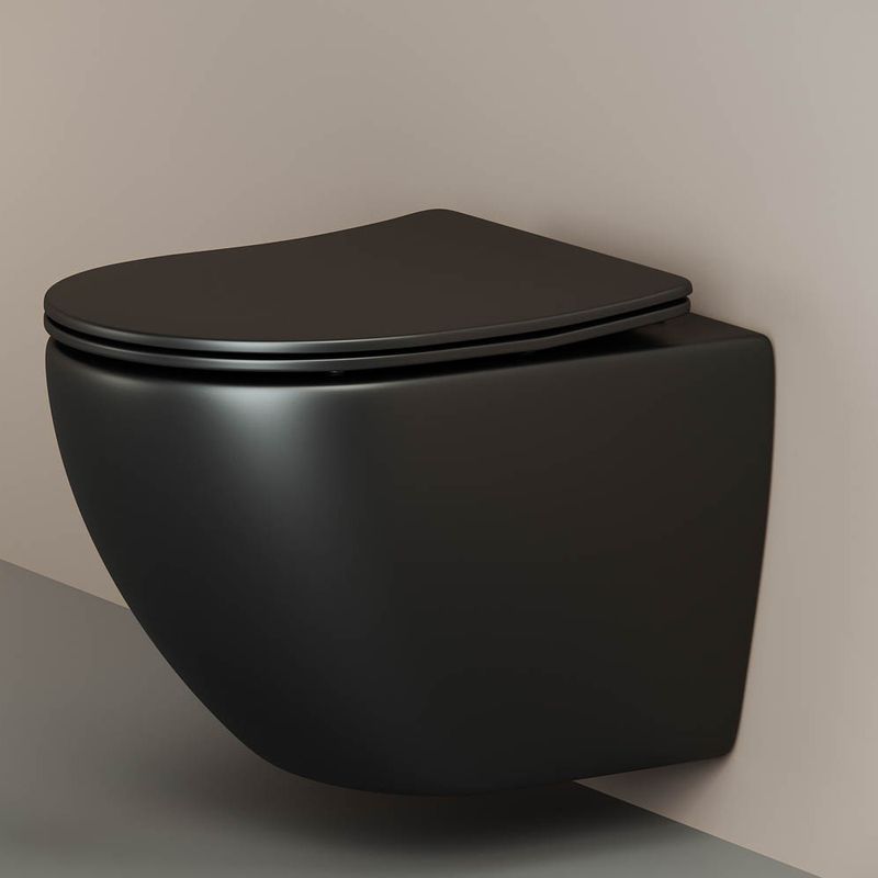 Унитаз подвесной Ceramica Nova Metropol CN4002MB 49х37 с креплением и сиденьем (черный матовый)