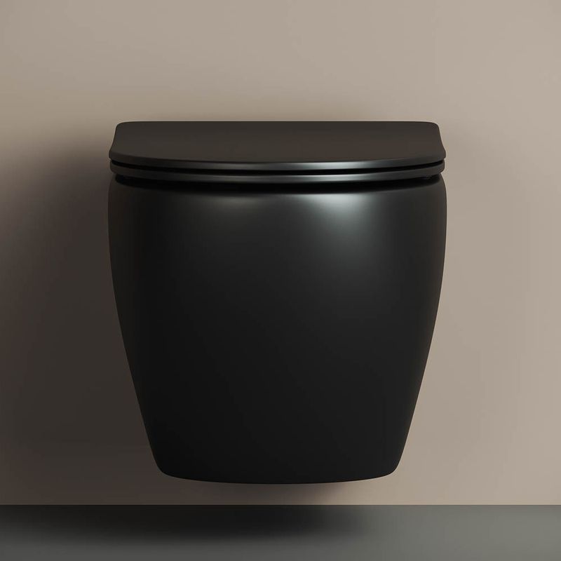 Унитаз подвесной Ceramica Nova Metropol CN4002MB 49х37 с креплением и сиденьем (черный матовый)