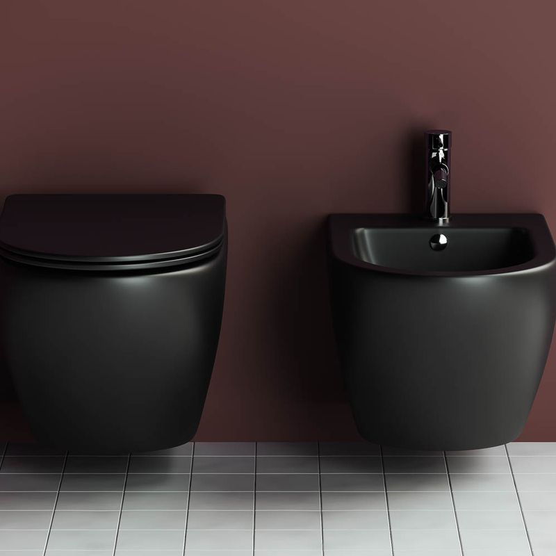 Унитаз подвесной Ceramica Nova Metropol CN4002MB 49х37 с креплением и сиденьем (черный матовый)
