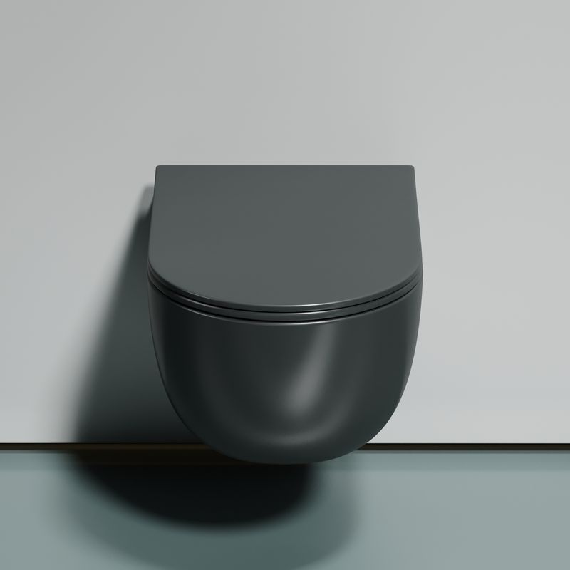 Унитаз подвесной Ceramicanova Modena CN6063MDH 49x35.5 (темный антрацит матовый) с сиденьем и крышкой