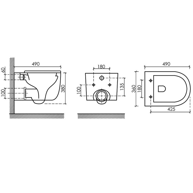Унитаз подвесной Ceramicanova Ulma Rimless CN4006 49x36 (белый), безободковый, с сиденьем