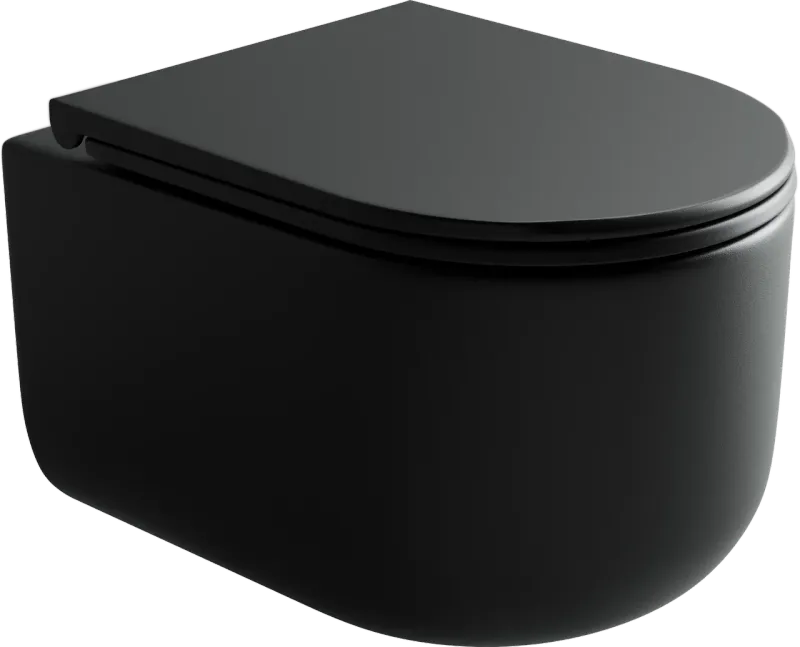 Унитаз подвесной Ceramicanova Ulma Rimless CN4006MB 49x36 (черный матовый), безободковый, с сиденьем