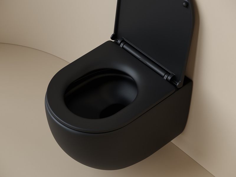 Унитаз подвесной Ceramicanova UP Rimless CN4007MB 49.5x36 (черный матовый), безободковый, с сиденьем