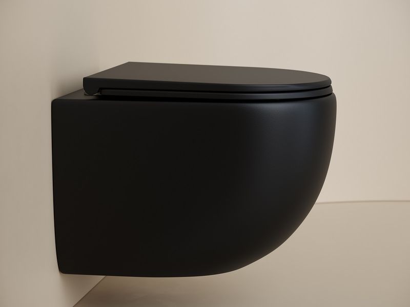 Унитаз подвесной Ceramicanova UP Rimless CN4007MB 49.5x36 (черный матовый), безободковый, с сиденьем