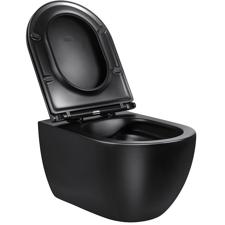 Унитаз подвесной Vincea Evo VT1-34MB 55.5x36.5x35.5 (черный матовый), безободковый с быстросъемным сиденьем