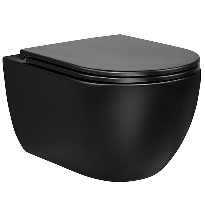 Унитаз подвесной Vincea Evo VT1-34MB 55.5x36.5x35.5 (черный матовый), безободковый с быстросъемным сиденьем
