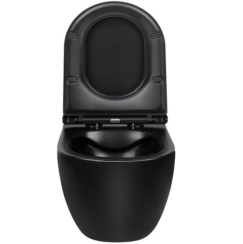 Унитаз подвесной Vincea Evo VT1-34MB 55.5x36.5x35.5 (черный матовый), безободковый с быстросъемным сиденьем