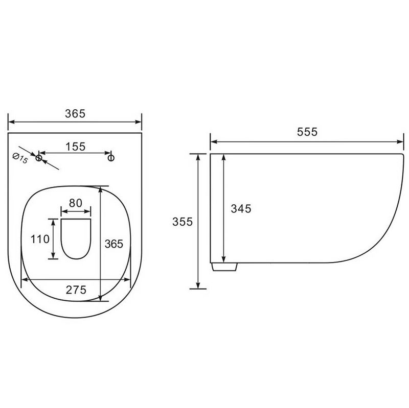Унитаз подвесной Vincea Evo VT1-34MB 55.5x36.5x35.5 (черный матовый), безободковый с быстросъемным сиденьем