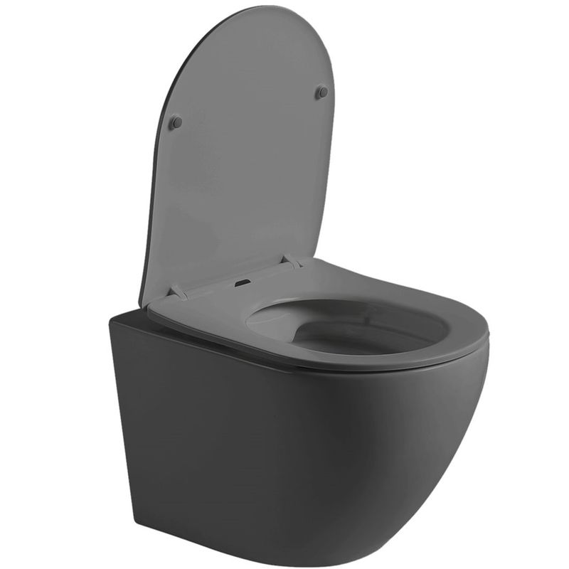 Унитаз подвесной Vincea Globo VT1-14SMA 49x37x37 (антрацит матовый), безободковый с быстросъемным сиденьем