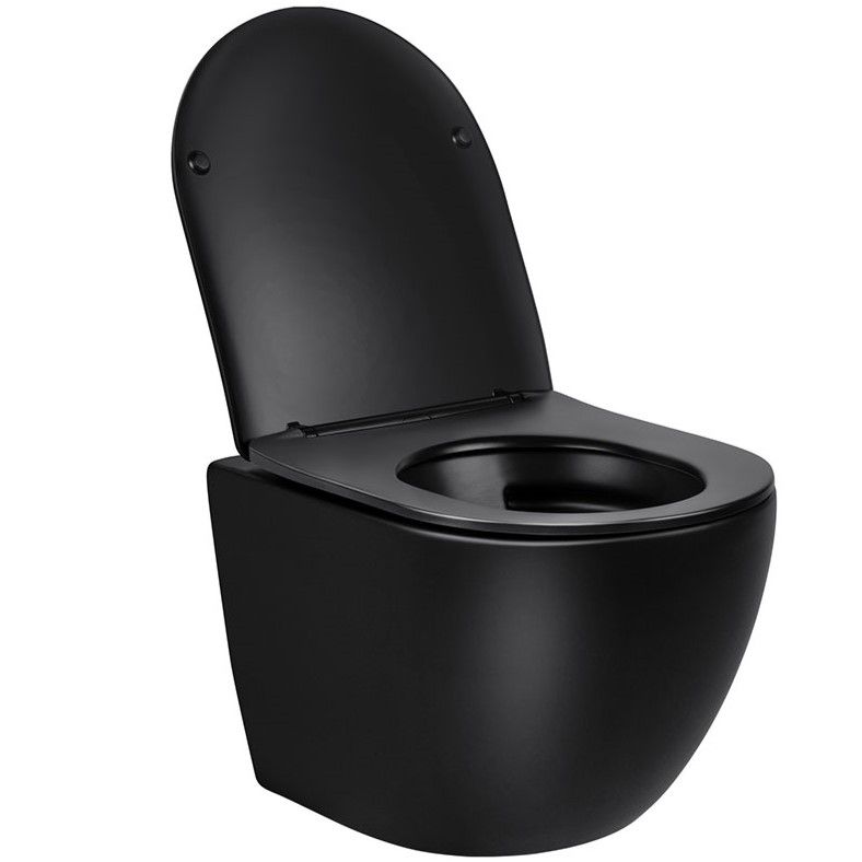 Унитаз подвесной Vincea Globo VT1-14SMB 49x37x37 (черный матовый), безободковый с быстросъемным сиденьем