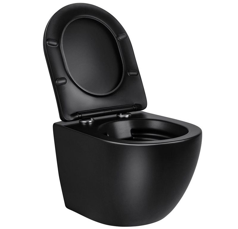 Унитаз подвесной Vincea Globo VT1-14SMB 49x37x37 (черный матовый), безободковый с быстросъемным сиденьем
