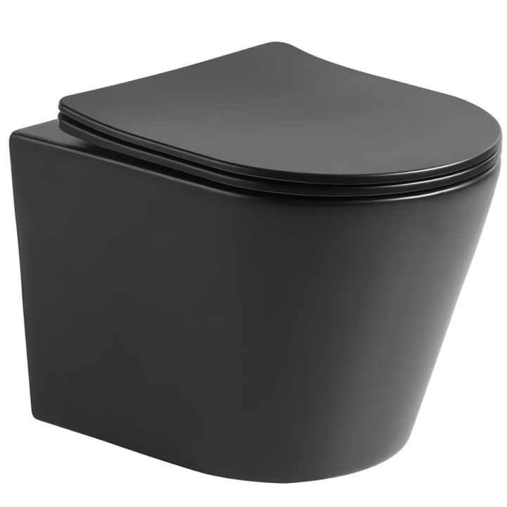 Унитаз подвесной Vincea Piatti VT1-11SMB 49x36.5x36 (черный матовый), безободковый с быстросъемным сиденьем