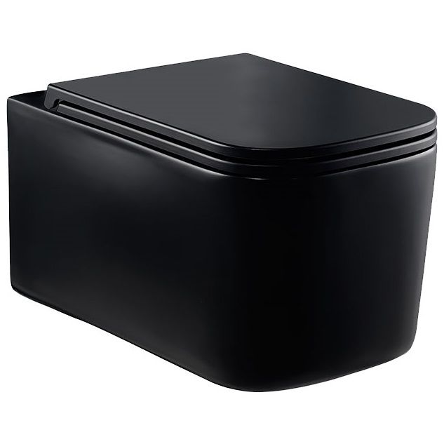 Унитаз подвесной Vincea Ultra VT1-32MB 52x34.5x35.5 (черный матовый), безободковый с быстросъемным сиденьем