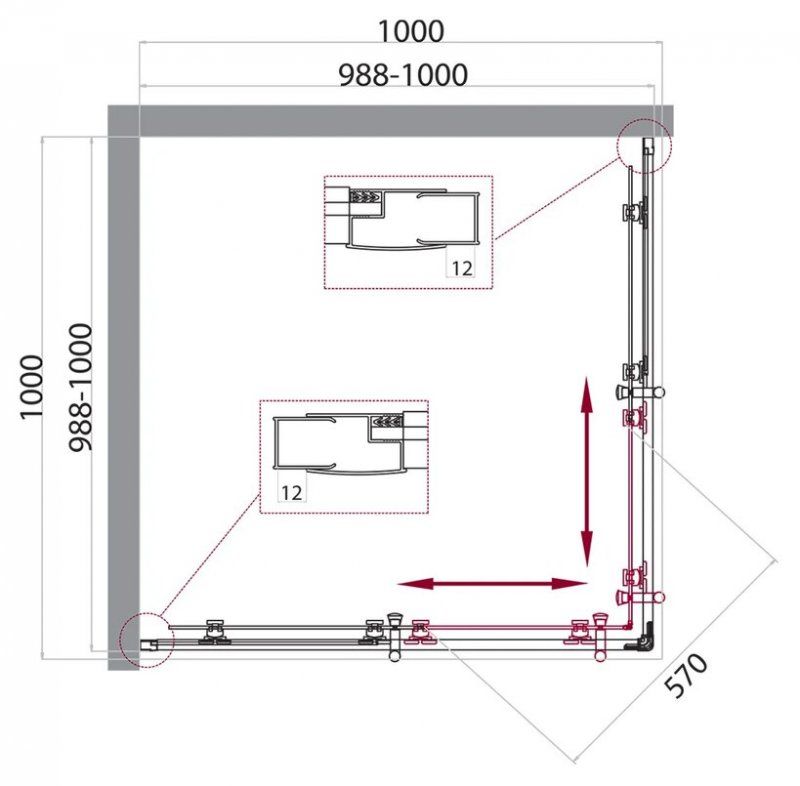 Душевой уголок BelBagno Uno-195 UNO-195-A-2-100-C-Cr 100x100