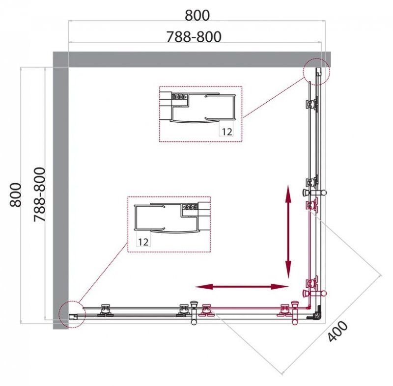 Душевой уголок BelBagno Uno-195 UNO-195-A-2-80-C-Cr 80x80