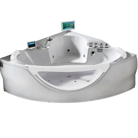 Ванна гидромассажная пристенная Gemy G9025 II O 155х155х70 (белый), слив-перелив