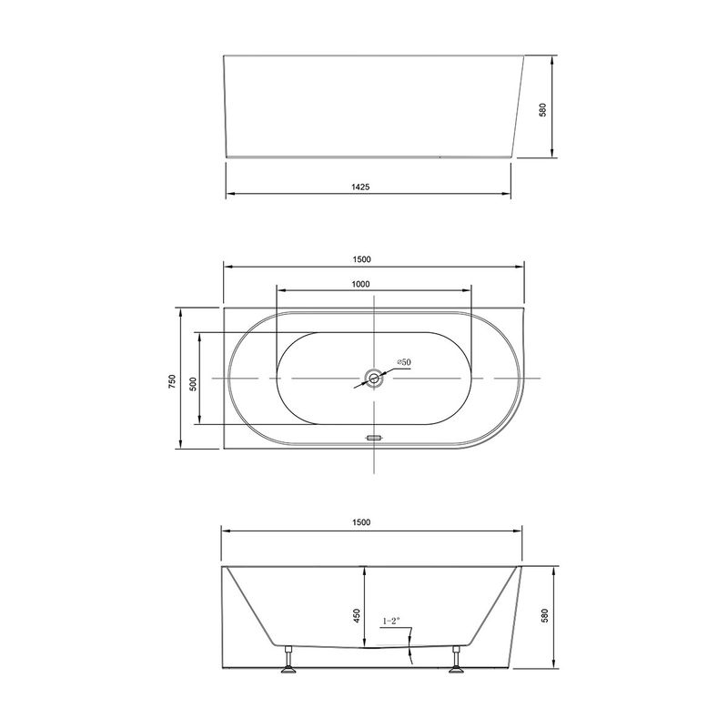Ванна акриловая угловая Vincea VBT-402-1500L 150x75 (белый ), слив-перелив в комплекте, левая    