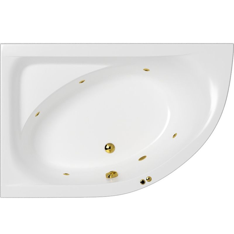 Ванна гидромассажная Whitecross Aquarella SOFT 0108.170110.100.SOFT.GL 170x110 (белый глянцевый, золотой), каркас, слив-перелив, левая