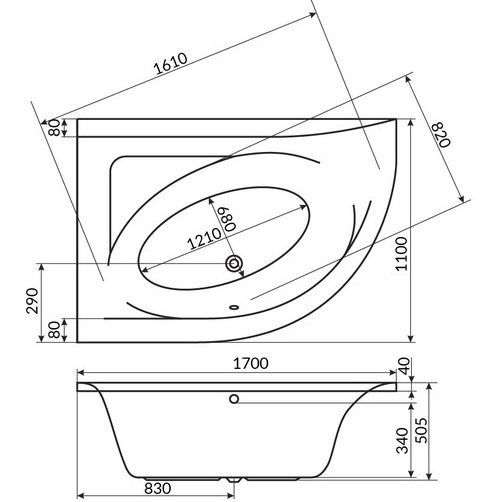 Ванна гидромассажная Whitecross Aquarella SOFT 0108.170110.100.SOFT.WH 170x110 (белый глянцевый), каркас, слив-перелив, левая