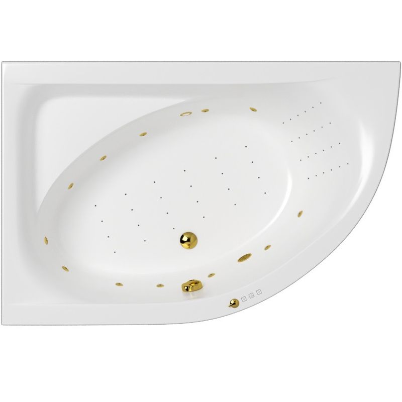 Ванна гидромассажная Whitecross Aquarella NANO 0108.170110.100.NANO.GL 170x110 (белый глянцевый, золотой), каркас, слив-перелив, левая