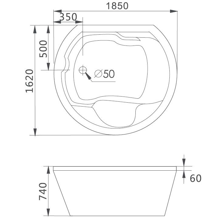 Ванна гидромассажная встраиваемая Gemy G9053 K 185х162х74 (белый), слив-перелив