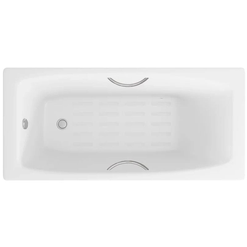Ванна чугунная Delice Repos DLR220507R-AS 150х70 (белый), встраиваемая с антискользящим покрытием и ручками