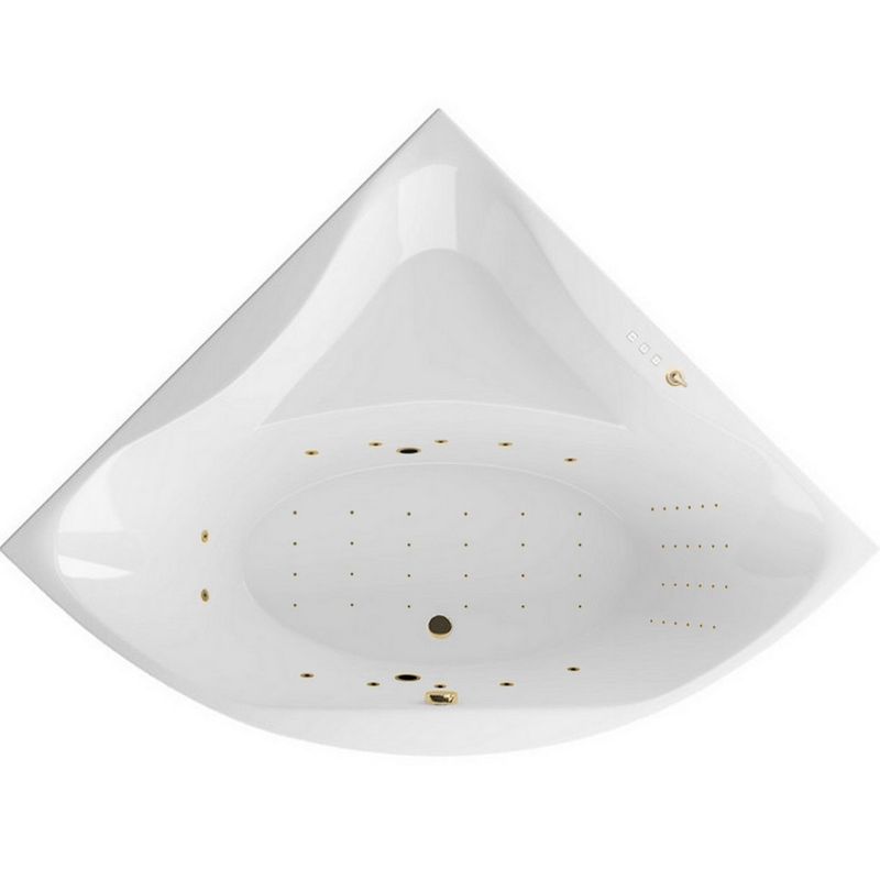 Ванна гидромассажная акриловая Excellent Glamour NANO WAEX.GLA15.NANO.GL 150x150 (белый глянцевый, золотой), каркас, слив-перелив