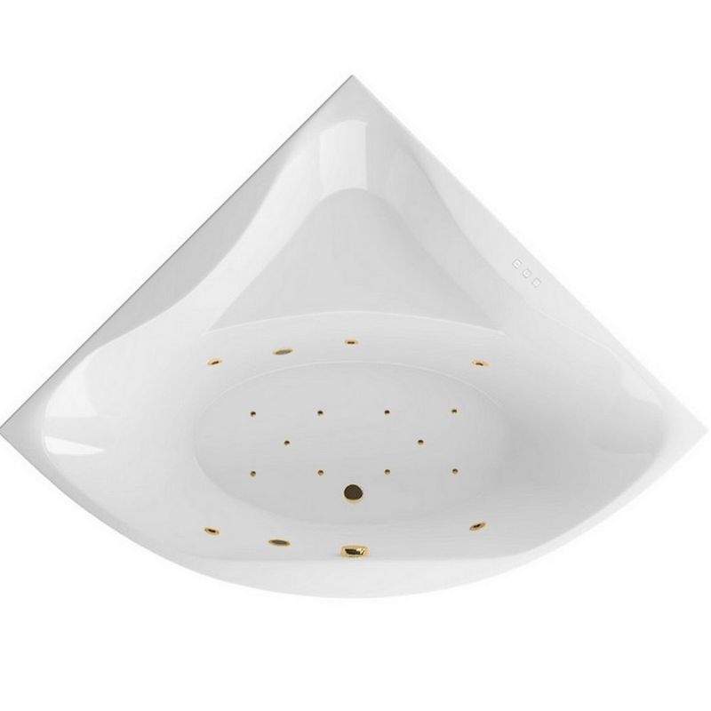 Ванна гидромассажная акриловая Excellent Glamour RELAX WAEX.GLA15.RELAX.GL 150x150 (белый глянцевый, золотой), каркас, слив-перелив