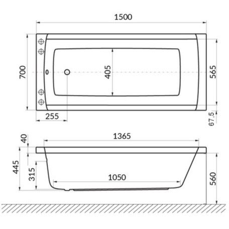 Ванна гидромассажная Excellent Aquaria Line Nano WAEX.AQU15.LINENANO.CR 150x70 (хром), на каркасе, со сливом-переливом
