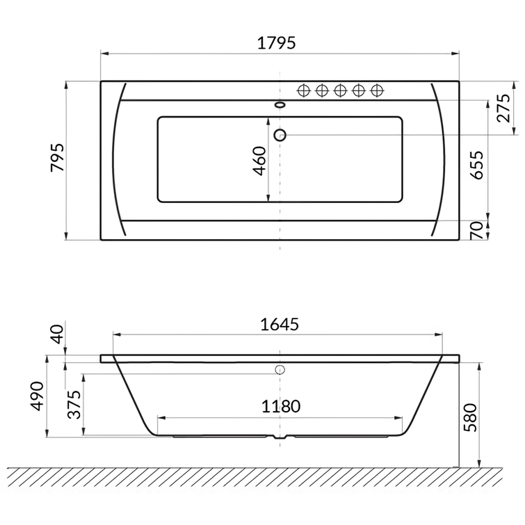 Ванна гидромассажная Excellent Aquaria Lux Soft WAEX.AQU18.SOFT.BR 180x80 (бронза), на каркасе, со сливом-переливом