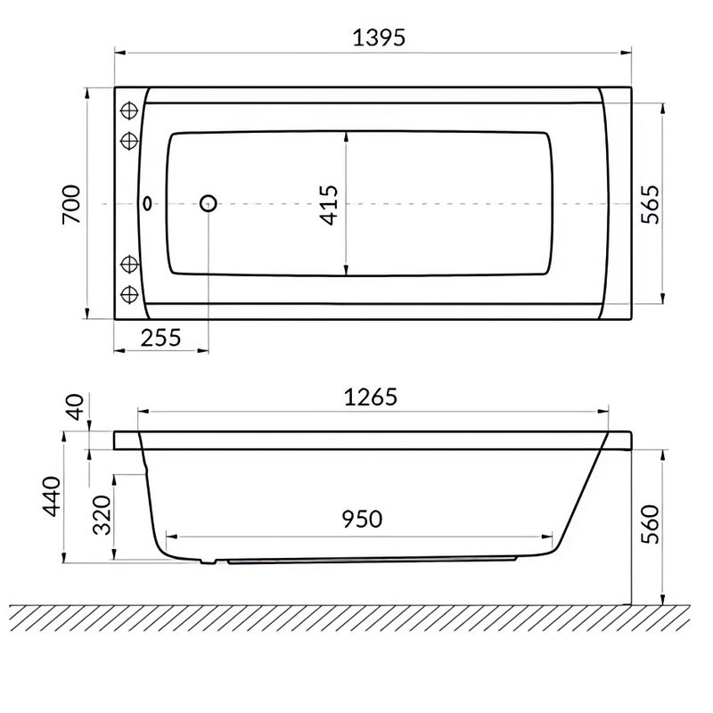 Ванна гидромассажная Excellent Aquaria Relax WAEX.AQU14.RELAX.BR 140x70 (бронза), на каркасе, со сливом-переливом