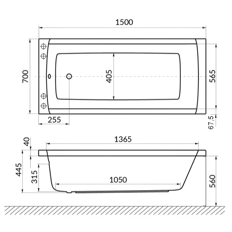 Ванна гидромассажная Excellent Aquaria Ultra Nano WAEX.AQU15.ULTRANANO.GL 150x70 (золото), на каркасе, со сливом-переливом