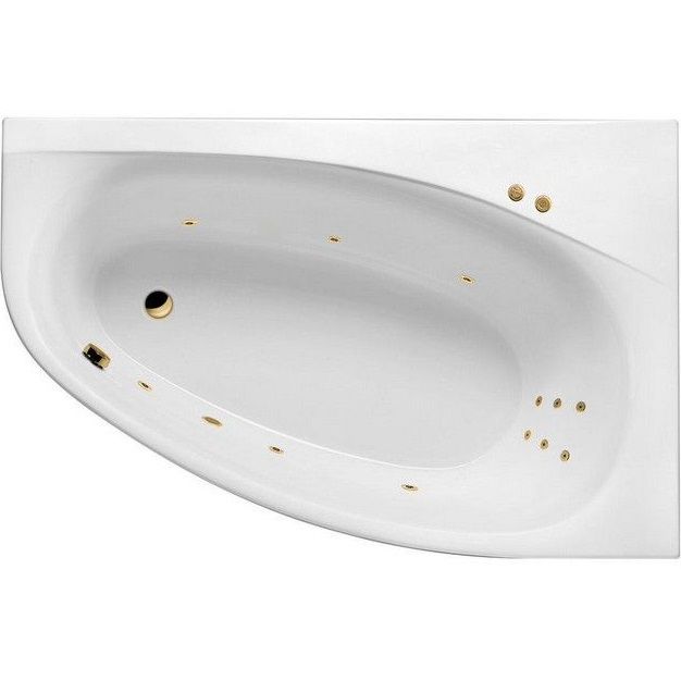 Ванна гидромассажная Excellent Kameleon LINE WAEX.KMP17.LINE.GL 170x110 (белый глянцевый, золотой), каркас, слив-перелив, правая