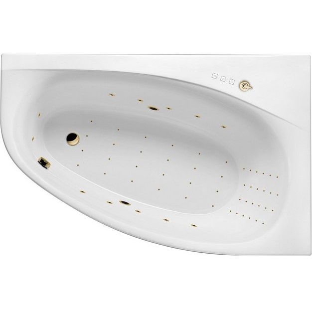 Ванна гидромассажная Excellent Kameleon NANO WAEX.KMP17.NANO.GL 170x110 (белый глянцевый, золотой), каркас, слив-перелив, правая