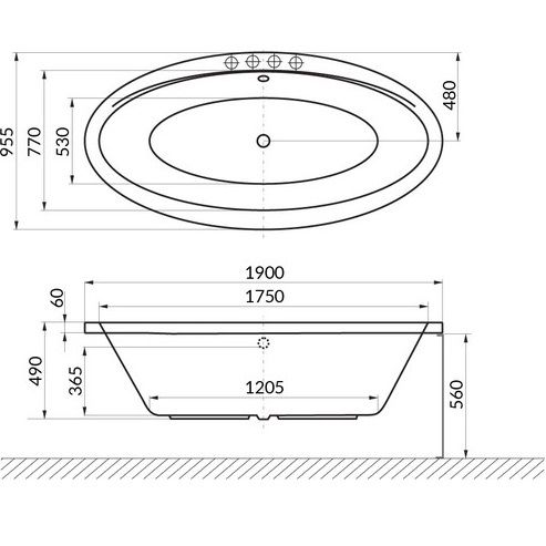 Ванна гидромассажная Excellent Lumina SOFT WAEX.LUM19.SOFT.GL 190x95 (белый глянцевый, золотой), каркас, слив-перелив